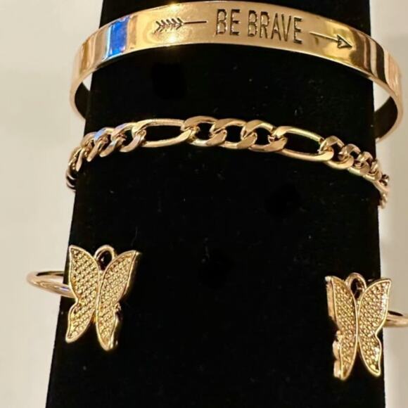 Gold Stack of 3 Bracelets - Picture 1 of 1